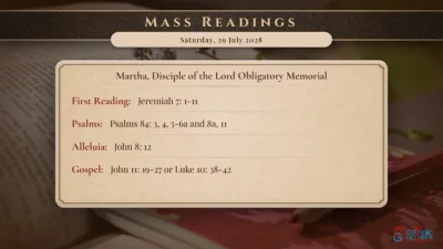 Daily Mass Readings – Saturday, 29 July 2028