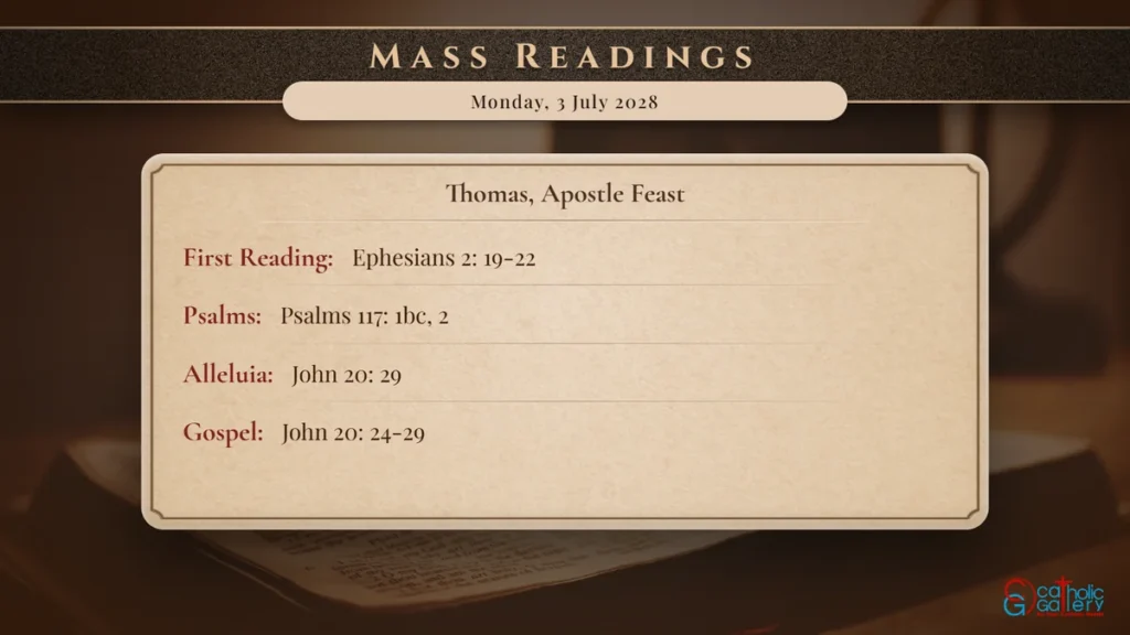 Daily Mass Readings Scripture Card – Monday, 3 July 2028