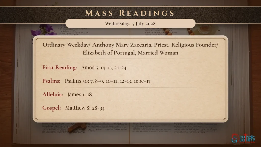 Daily Mass Readings Scripture Card – Wednesday, 5 July 2028