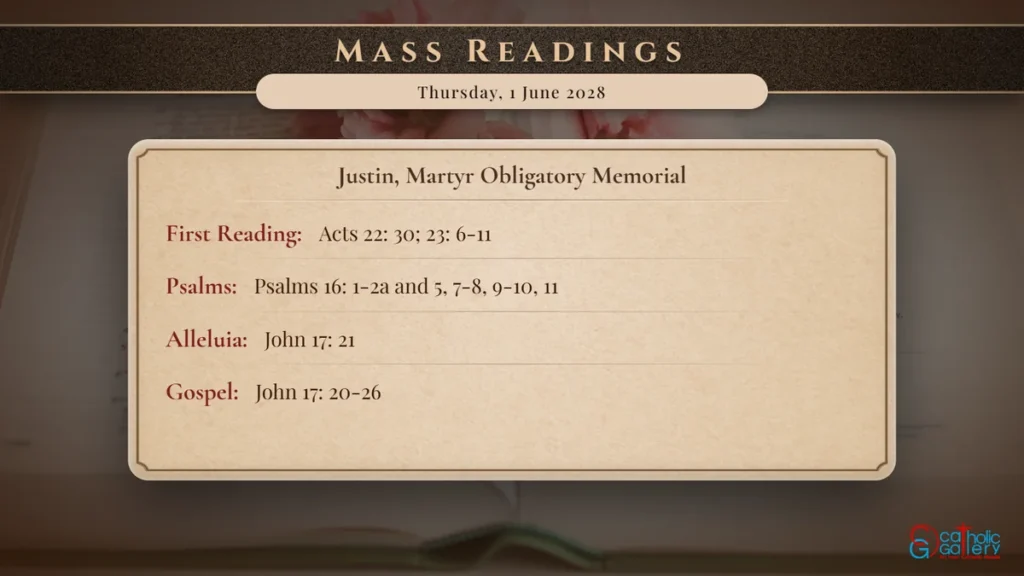 Daily Mass Readings Scripture Card – Thursday, 1 June 2028