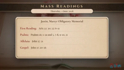 Daily Mass Readings – Thursday, 1 June 2028