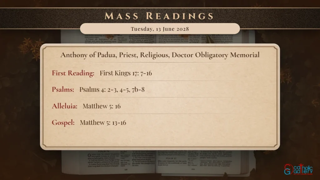 Daily Mass Readings Scripture Card – Tuesday, 13 June 2028