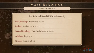 Daily Mass Readings – Sunday, 18 June 2028