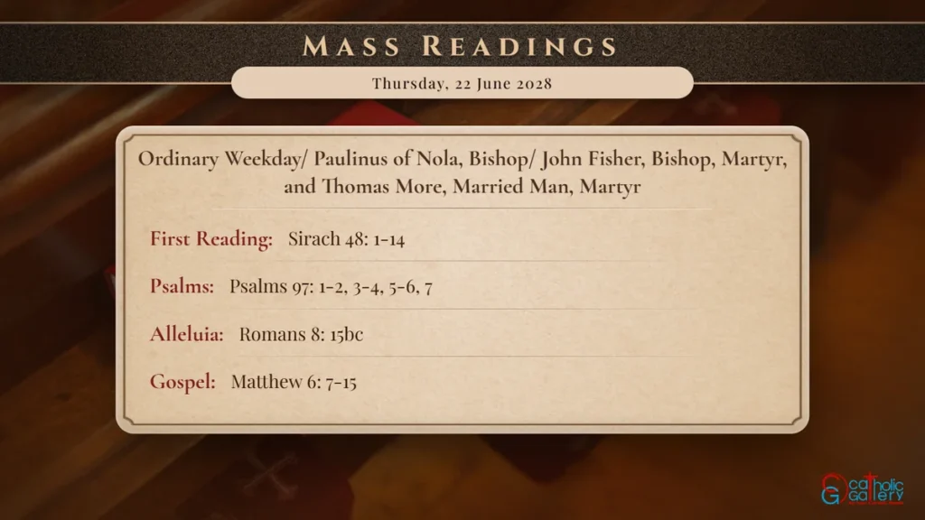 Daily Mass Readings Scripture Card – Thursday, 22 June 2028
