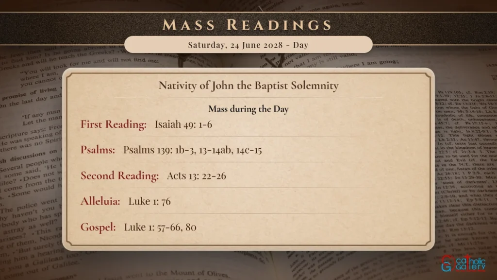 Daily Mass Readings Scripture Card – Saturday, 24 June 2028 - Day