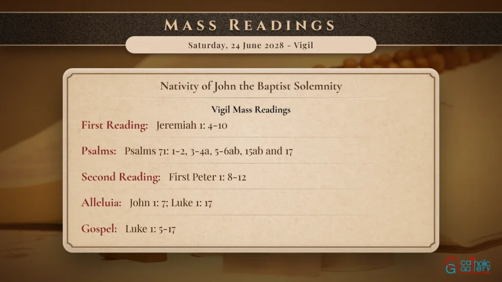 Daily Mass Readings Scripture Card – Saturday, 24 June 2028 - Vigil