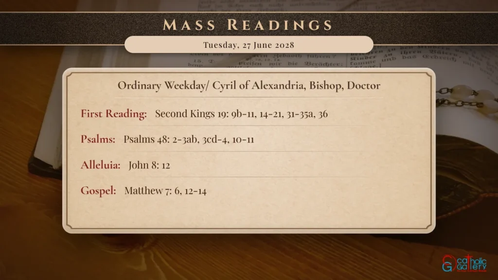 Daily Mass Readings Scripture Card – Tuesday, 27 June 2028