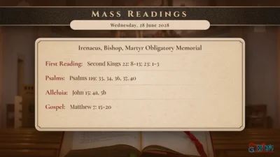 Daily Mass Readings – Wednesday, 28 June 2028