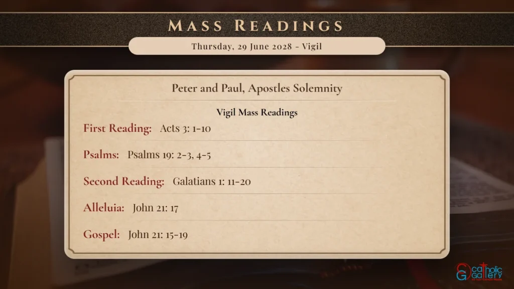 Daily Mass Readings Scripture Card – Thursday, 29 June 2028 - Vigil