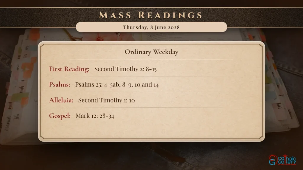 Daily Mass Readings Scripture Card – Thursday, 8 June 2028