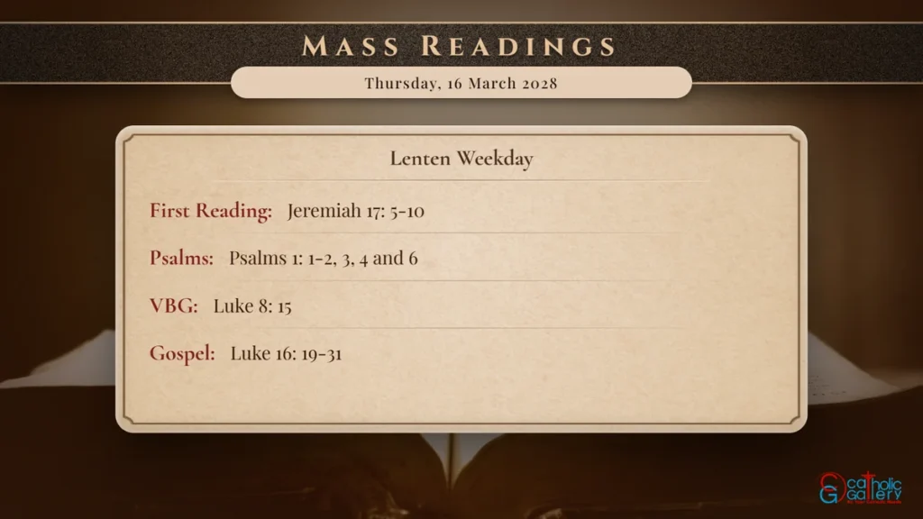 Daily Mass Readings Scripture Card – Thursday, 16 March 2028
