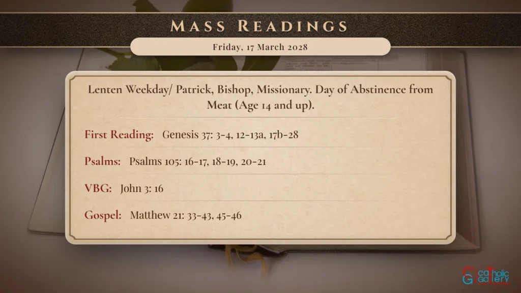 Daily Mass Readings Scripture Card – Friday, 17 March 2028