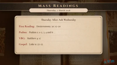 Daily Mass Readings – Thursday, 2 March 2028