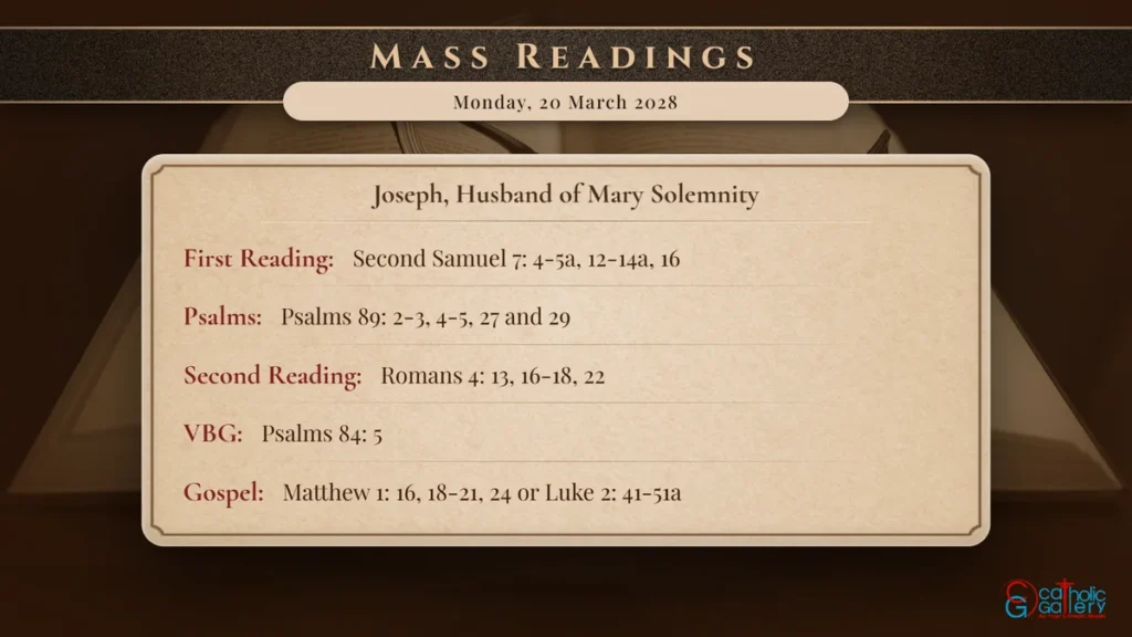 Daily Mass Readings Scripture Card – Monday, 20 March 2028
