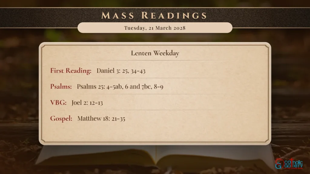 Daily Mass Readings Scripture Card – Tuesday, 21 March 2028
