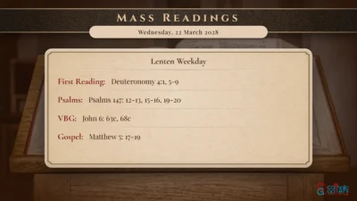 Daily Mass Readings – Wednesday, 22 March 2028