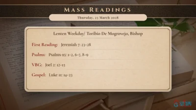 Daily Mass Readings – Thursday, 23 March 2028