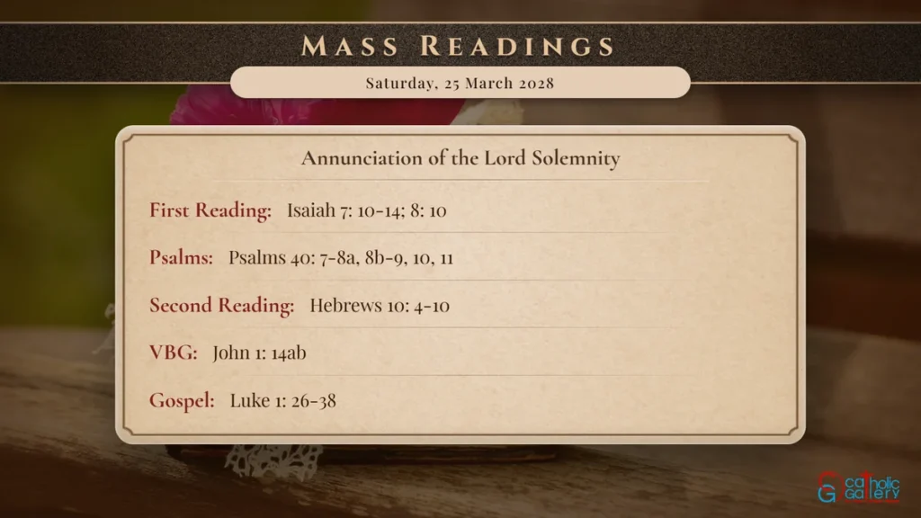 Daily Mass Readings Scripture Card – Saturday, 25 March 2028