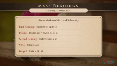 Daily Mass Readings – Saturday, 25 March 2028