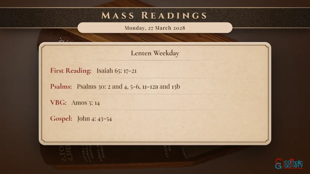 Daily Mass Readings Scripture Card – Monday, 27 March 2028
