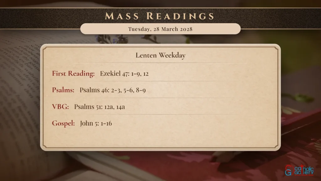 Daily Mass Readings Scripture Card – Tuesday, 28 March 2028