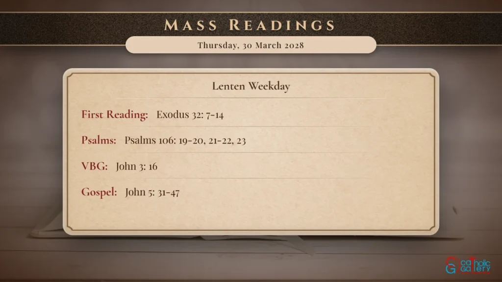 Daily Mass Readings Scripture Card – Thursday, 30 March 2028