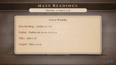 Daily Mass Readings – Thursday, 30 March 2028