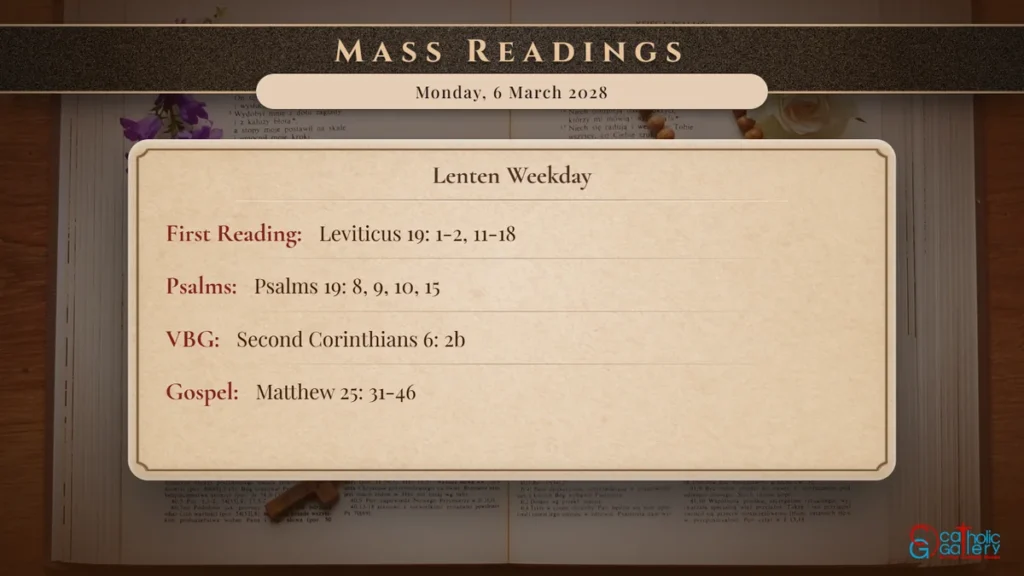 Daily Mass Readings Scripture Card – Monday, 6 March 2028