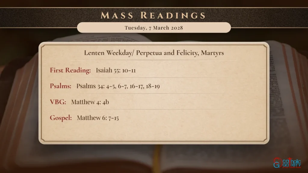 Daily Mass Readings Scripture Card – Tuesday, 7 March 2028