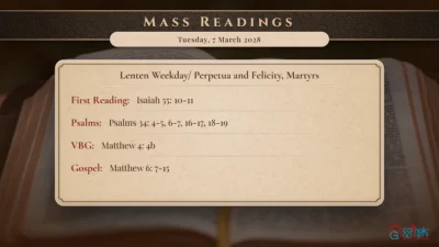 Daily Mass Readings – Tuesday, 7 March 2028
