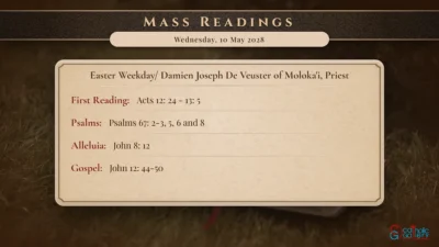 Daily Mass Readings – Wednesday, 10 May 2028