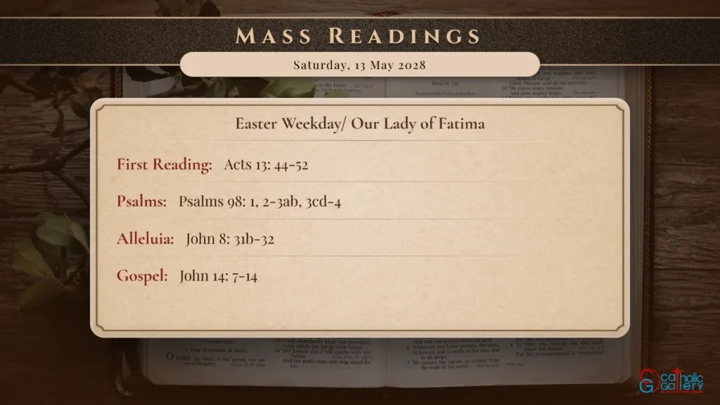 Daily Mass Readings Scripture Card – Saturday, 13 May 2028