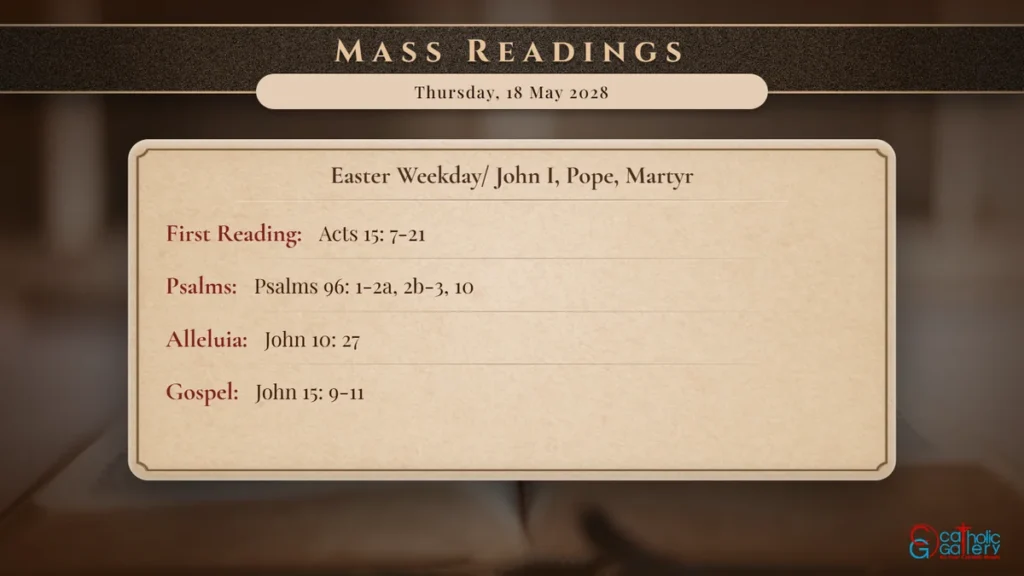 Daily Mass Readings Scripture Card – Thursday, 18 May 2028