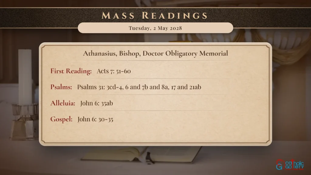 Daily Mass Readings Scripture Card – Tuesday, 2 May 2028