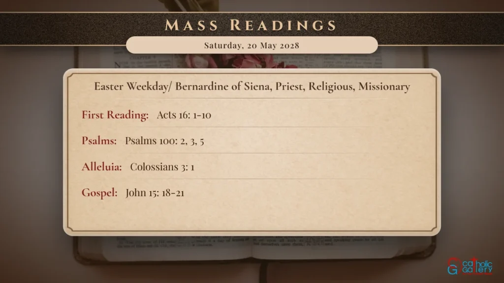 Daily Mass Readings Scripture Card – Saturday, 20 May 2028