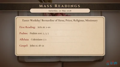 Daily Mass Readings – Saturday, 20 May 2028