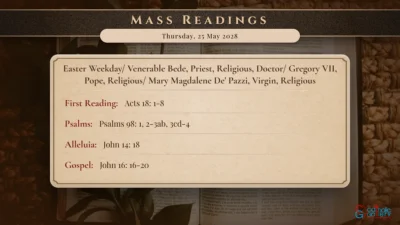 Daily Mass Readings – Thursday, 25 May 2028