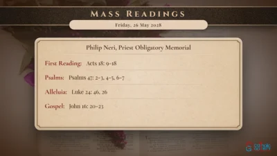 Daily Mass Readings – Friday, 26 May 2028