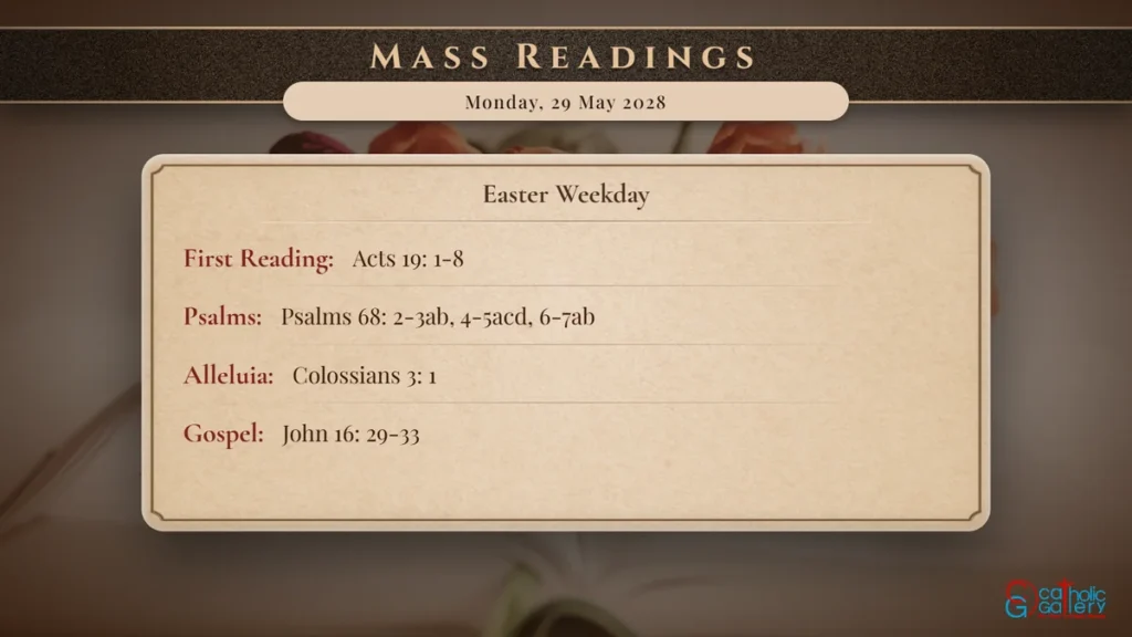 Daily Mass Readings Scripture Card – Monday, 29 May 2028