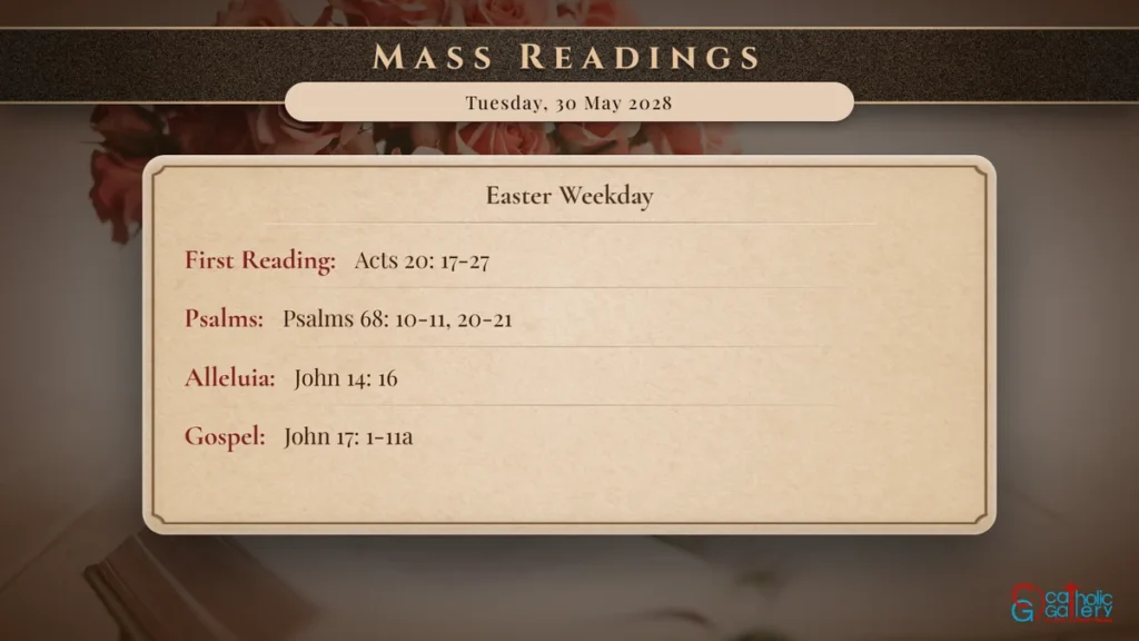 Daily Mass Readings Scripture Card – Tuesday, 30 May 2028