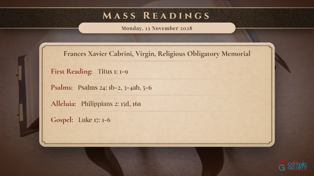 Daily Mass Readings Scripture Card – Monday, 13 November 2028