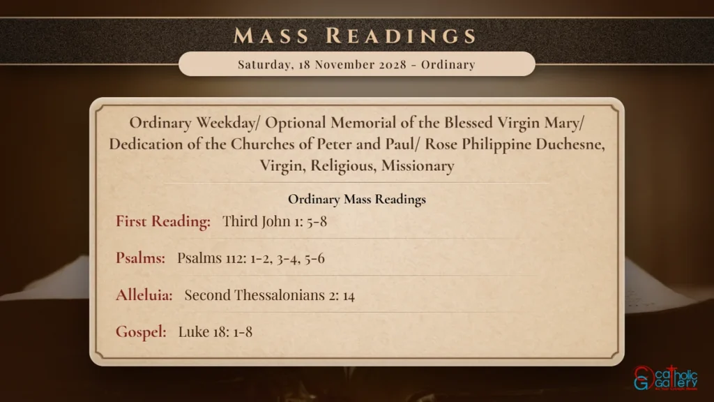 Daily Mass Readings Scripture Card – Saturday, 18 November 2028 - Ordinary