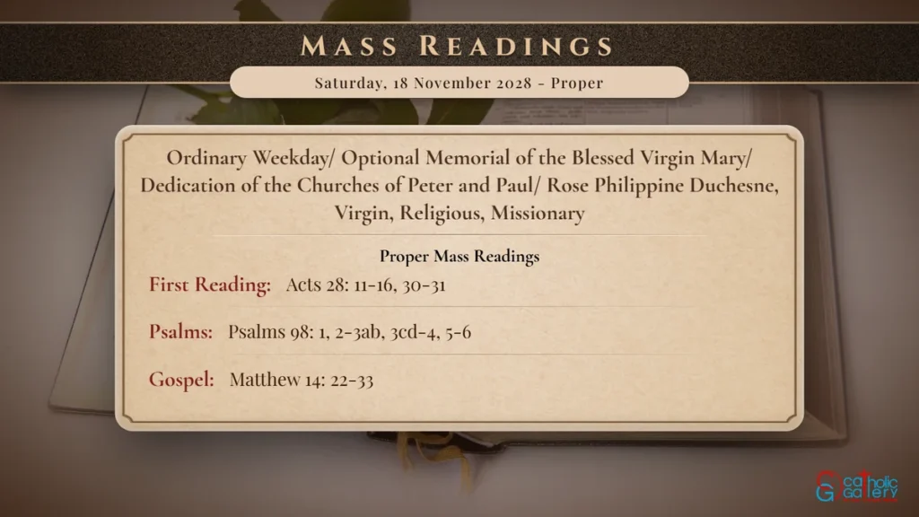 Daily Mass Readings Scripture Card – Saturday, 18 November 2028 - Proper