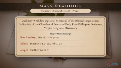 Daily Mass Readings – Saturday, 18 November 2028 – Proper