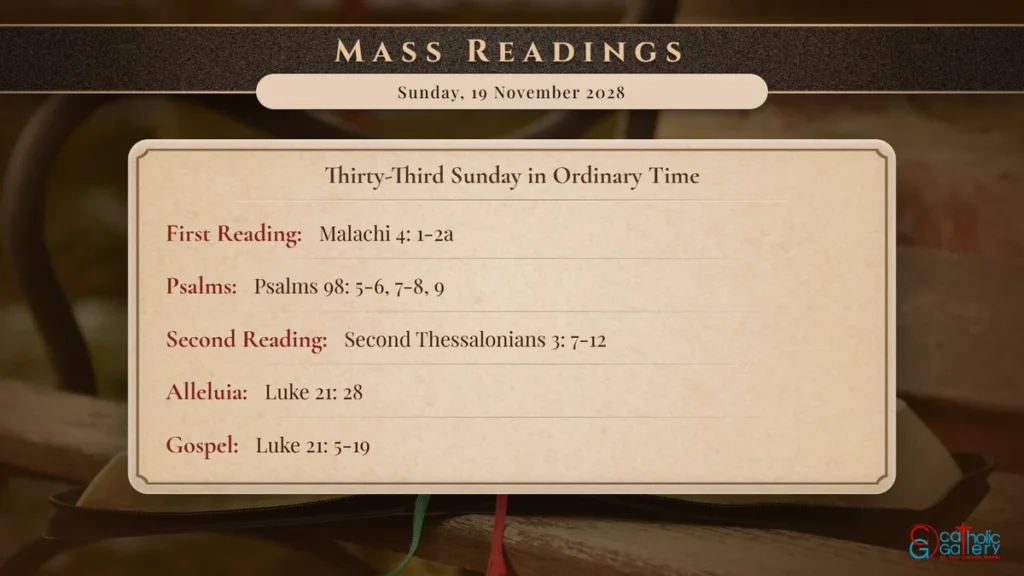 Daily Mass Readings Scripture Card – Sunday, 19 November 2028