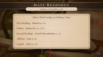 Daily Mass Readings – Sunday, 19 November 2028