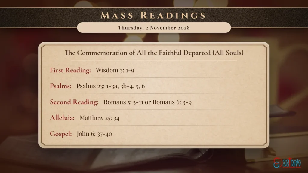Daily Mass Readings Scripture Card – Thursday, 2 November 2028