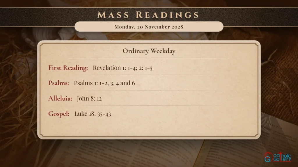 Daily Mass Readings Scripture Card – Monday, 20 November 2028