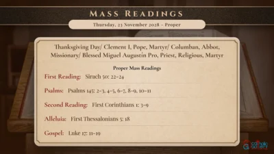 Daily Mass Readings – Thursday, 23 November 2028 – Proper