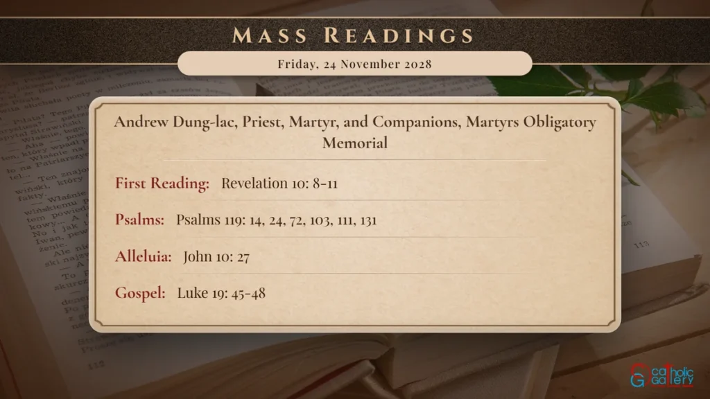 Daily Mass Readings Scripture Card – Friday, 24 November 2028